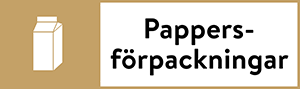 fraktionsbeskrivning ikon och text för pappersförpackningar