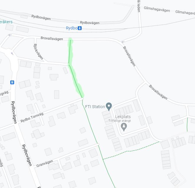 Karta över område för trafikstörning i Rydbo